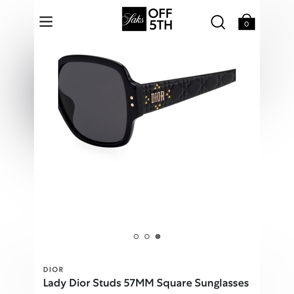 Christian Dior Lady Dior Studs 57mm Square Sunglasses Quilted Arms Golden Logo